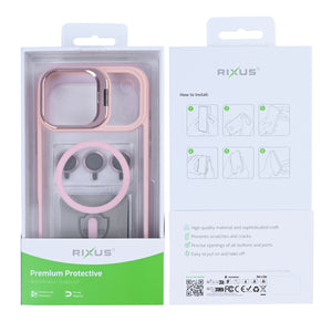 Rixus Classic 03 Case With MagSafe Compatible For Apple iPhone 17 Pro Light Pink
