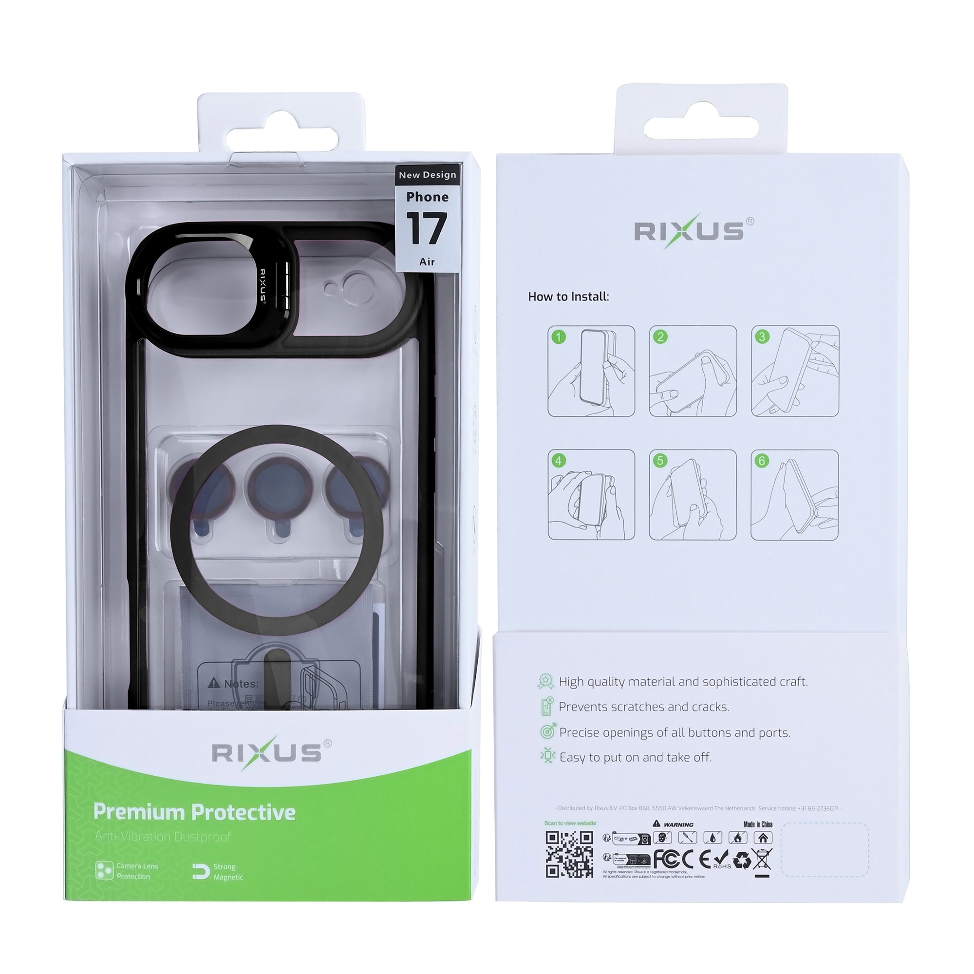 Rixus Classic 03 Case With MagSafe Compatible For Apple iPhone 17 Air Black