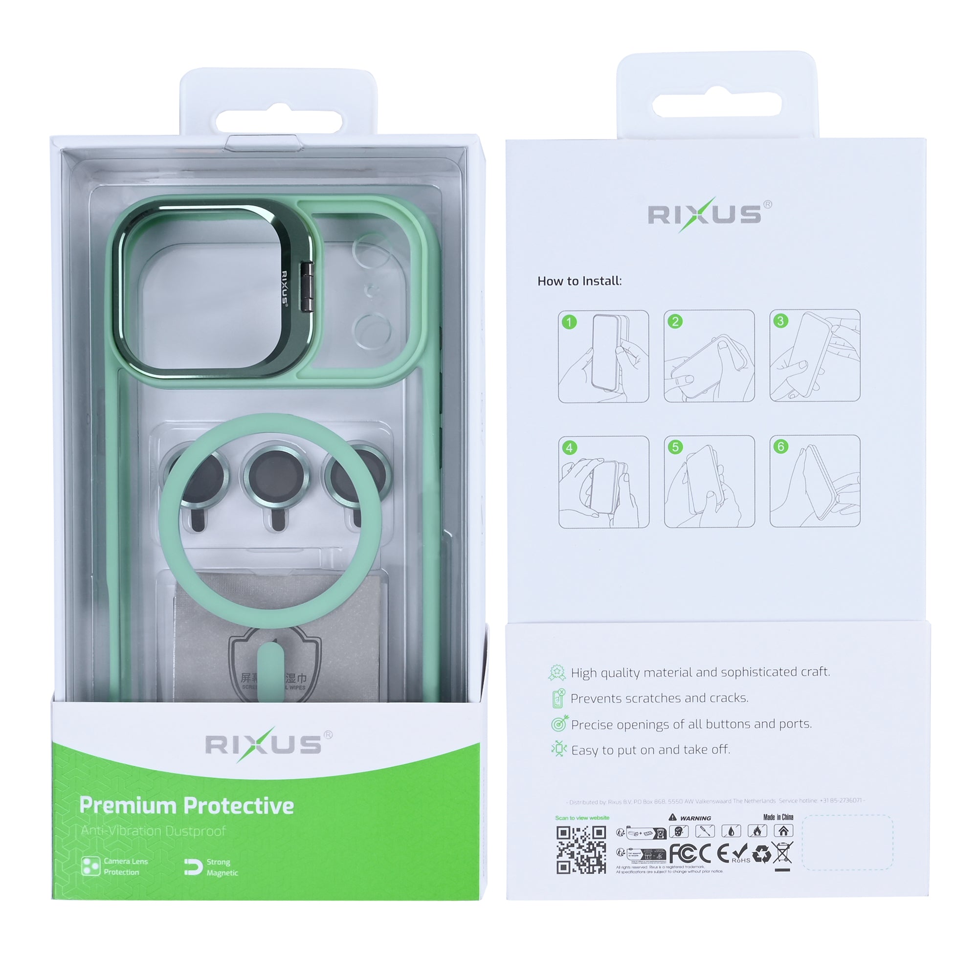 Rixus Classic 03 Case With MagSafe Compatible For Apple iPhone 17 Pro Max Light Green