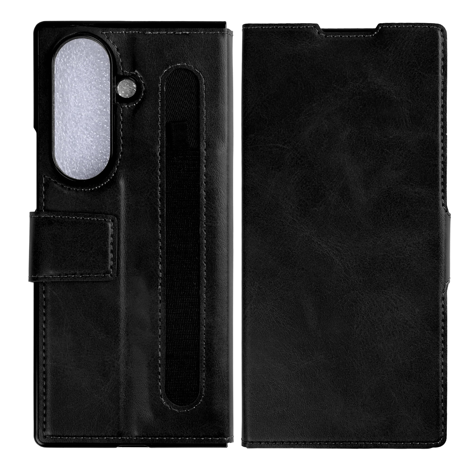 Rixus Wallet Case With Pen Holder For Samsung Galaxy Z Fold 7 Black