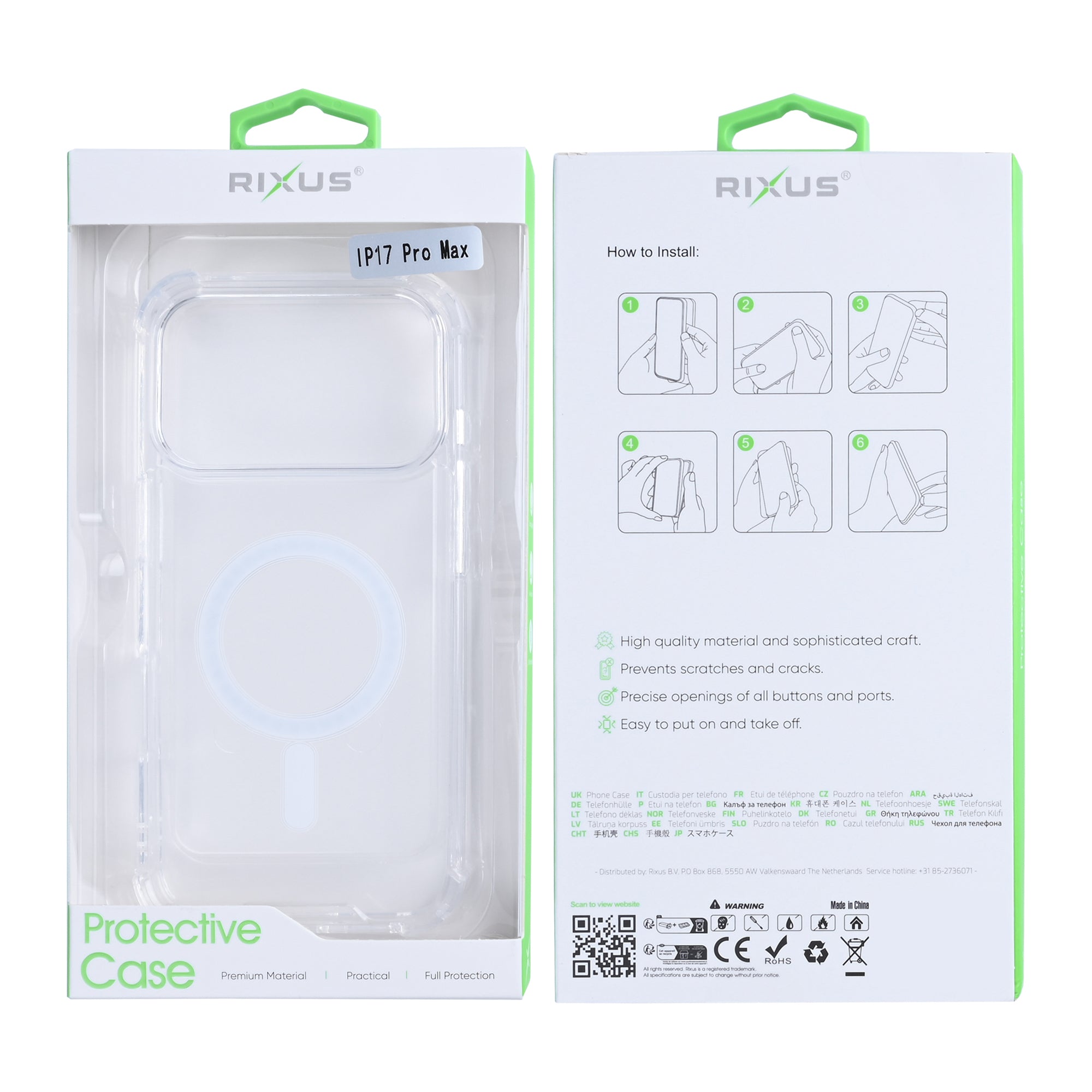 Rixus Anti-Burst Case With MagSafe For Apple iPhone 17 Pro Max Transparent