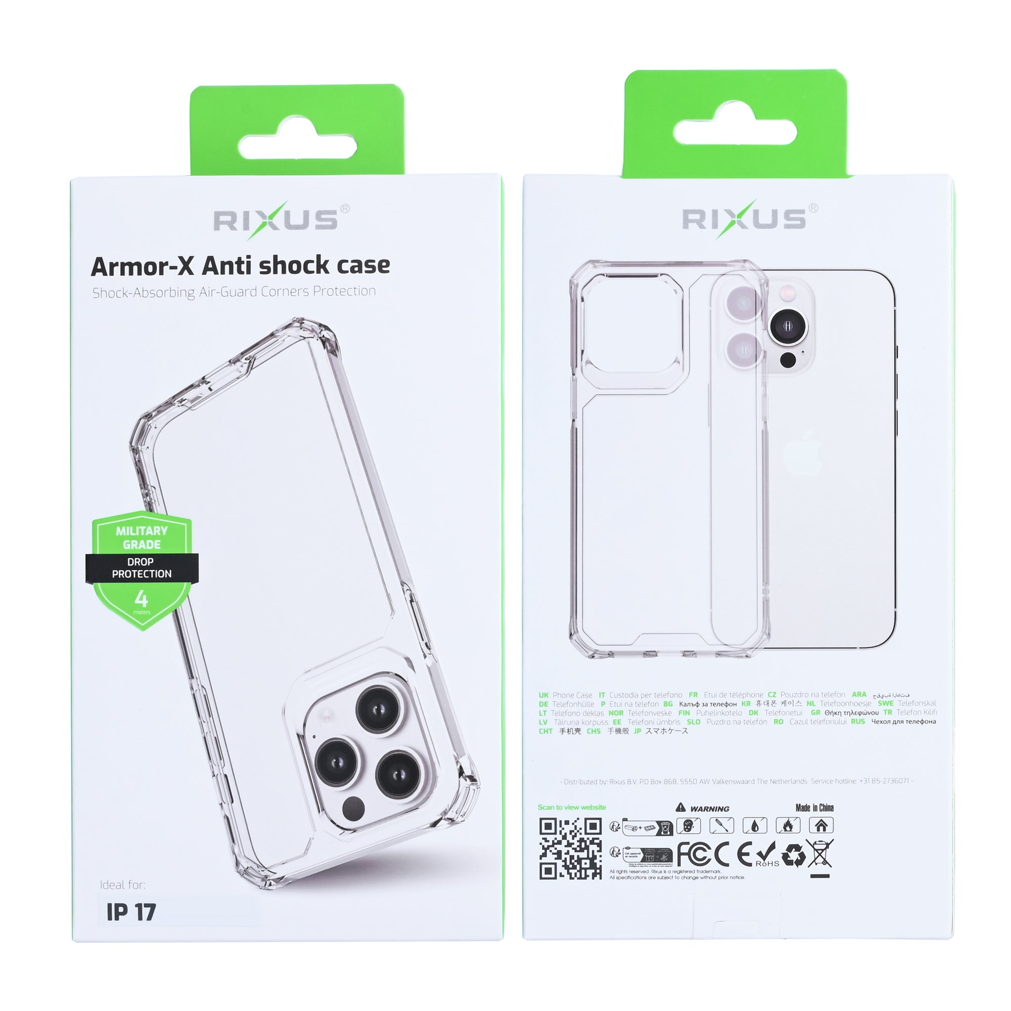 Rixus Armor-X Anti Shock Case With MagSafe Compatible For Apple iPhone 17 Transparent