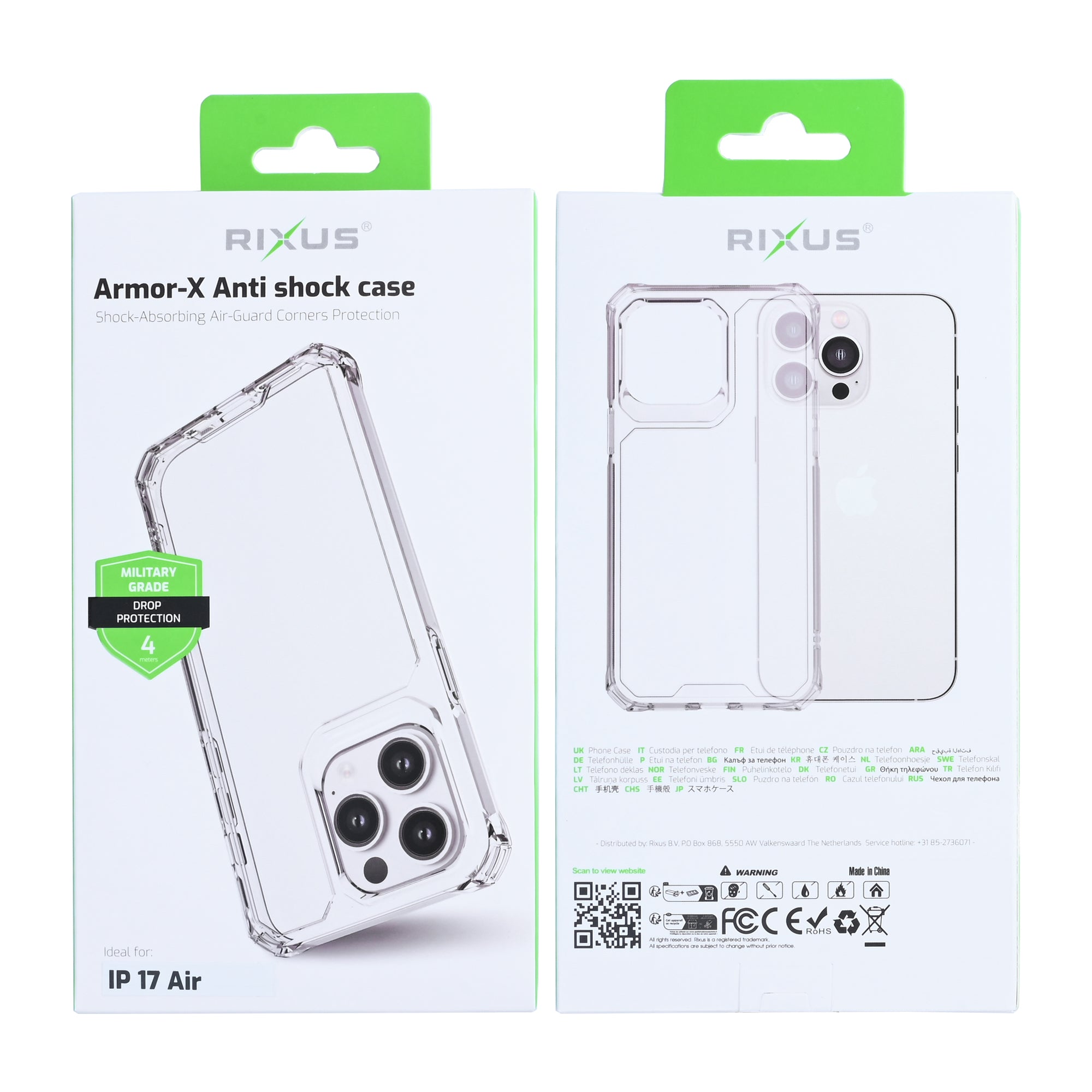 Rixus Armor-X Anti Shock Case With MagSafe For Apple iPhone 17 Air Transparent
