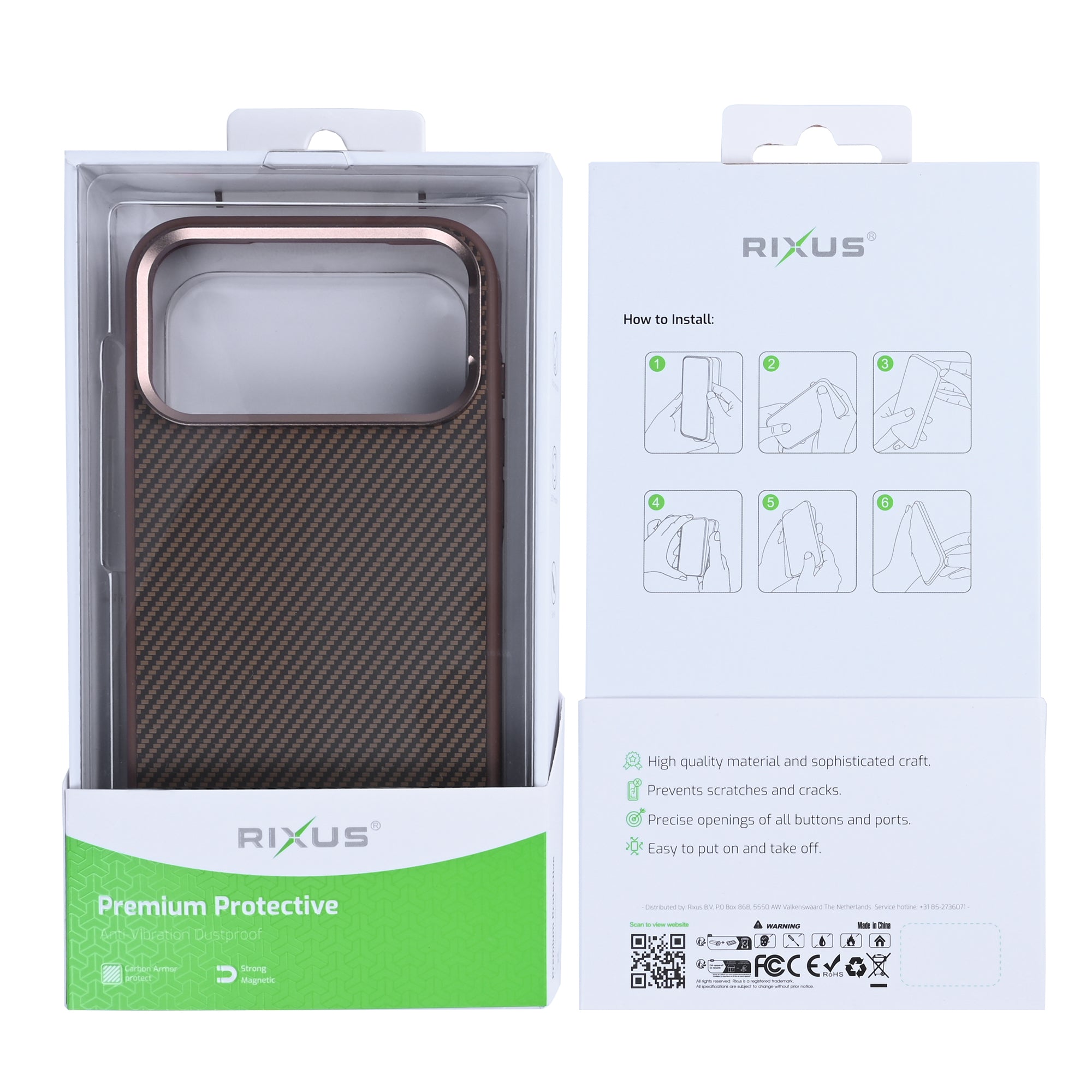Rixus Mag Carbon With MagSafe For Apple iPhone 17 Pro Brown