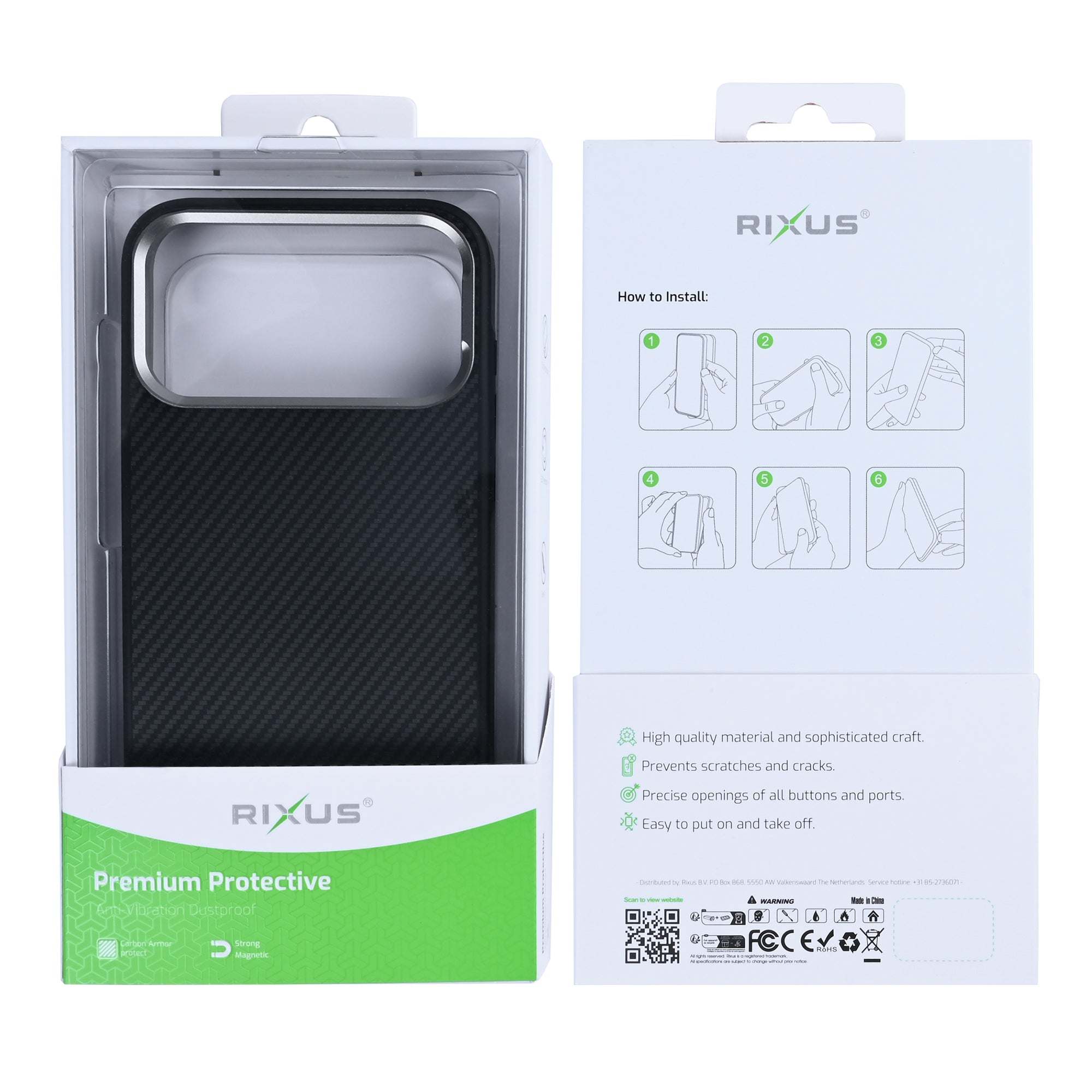 Rixus Mag Carbon With MagSafe For Apple iPhone 17 Pro Titanium Black