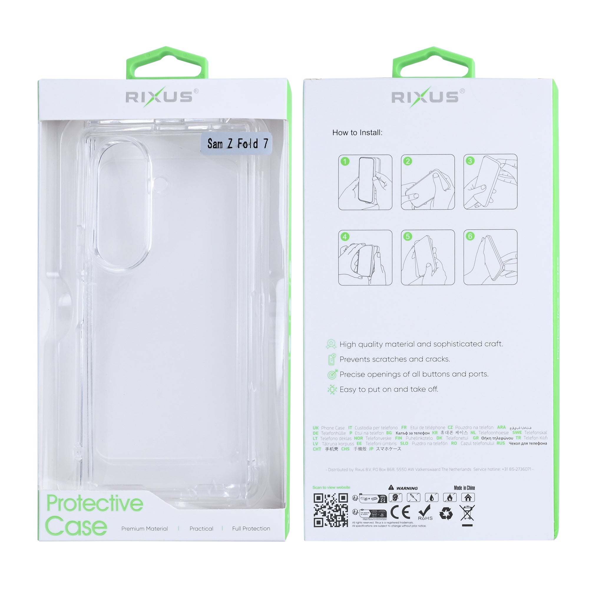 Rixus Anti-Burst Case For Samsung Galaxy Z Fold 7 Transparent
