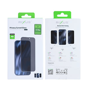Rixus Privacy Full Curved Edge Tempered Glass For Apple iPhone 17 Pro