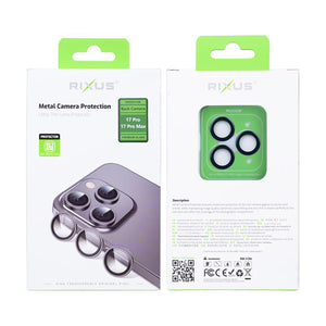 Rixus Metal Shield Camera Tempered Glass For Apple iPhone 17 Pro,17 Pro Max Blue