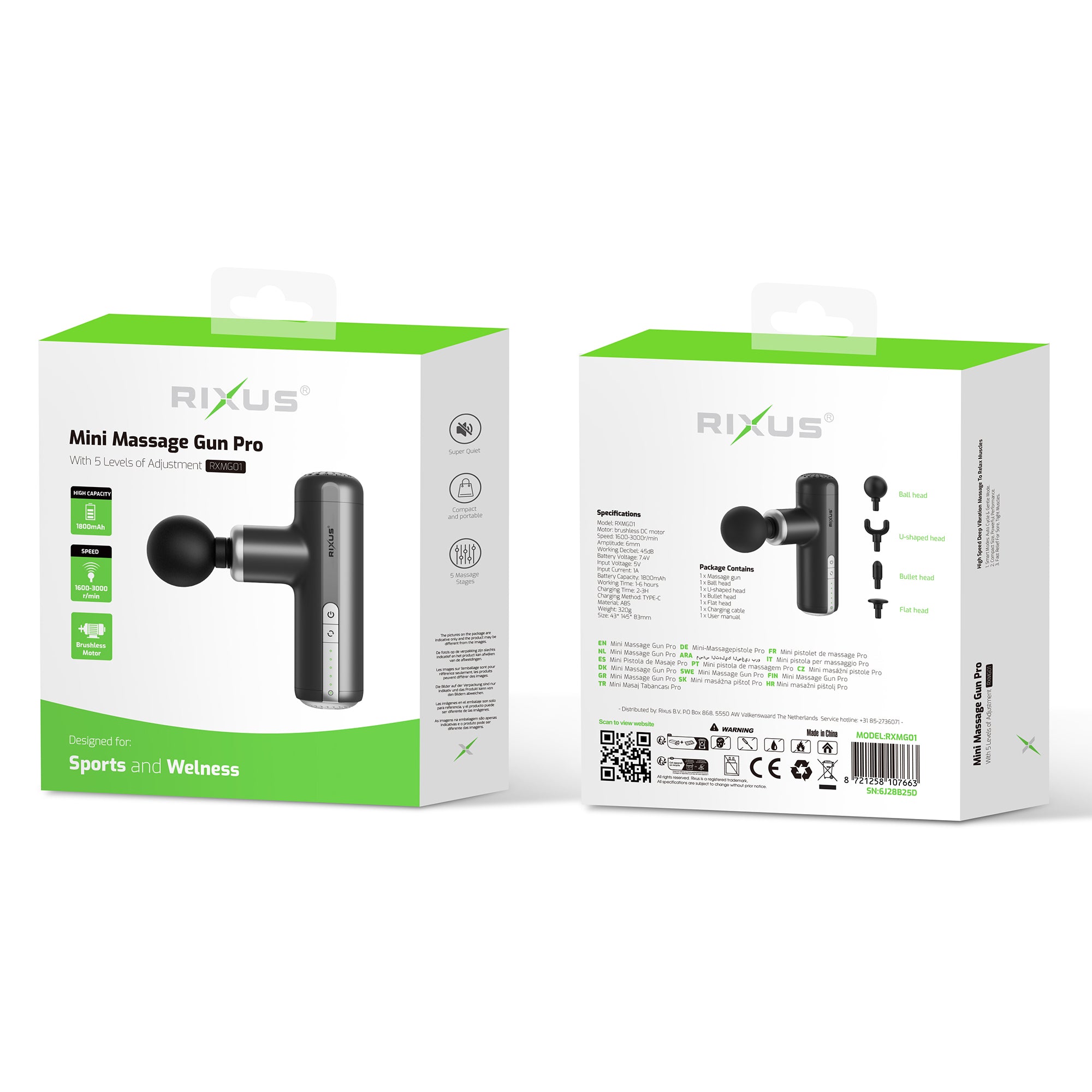 Rixus RXMG01 Mini Massage Gun Pro Black