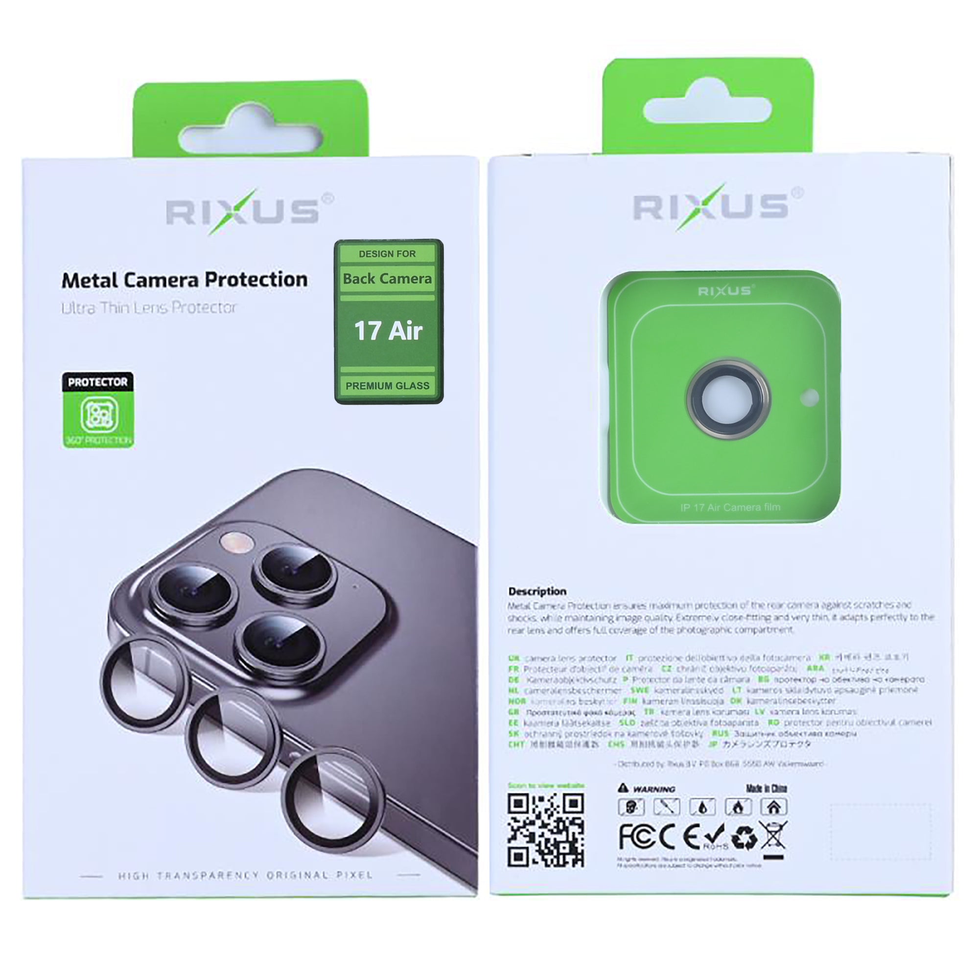 Rixus Metal Shield Camera Tempered Glass For Apple iPhone 17 Air Gold