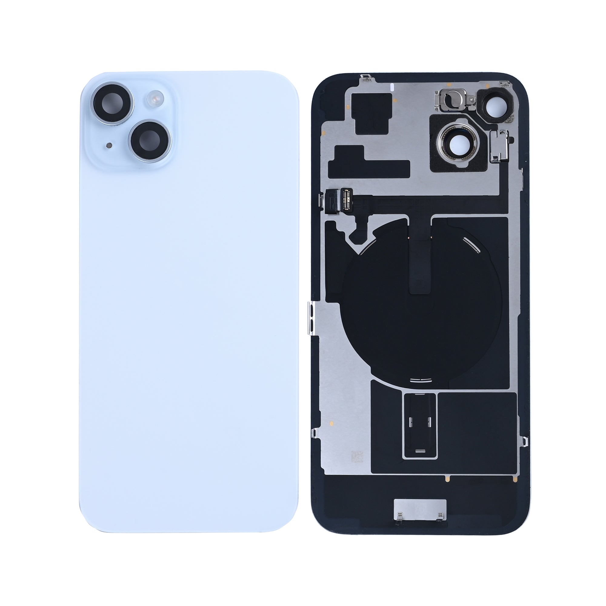 For iPhone 15 Plus Extra Glass With NFC, Enlarged Camera Frame Blue Pulled