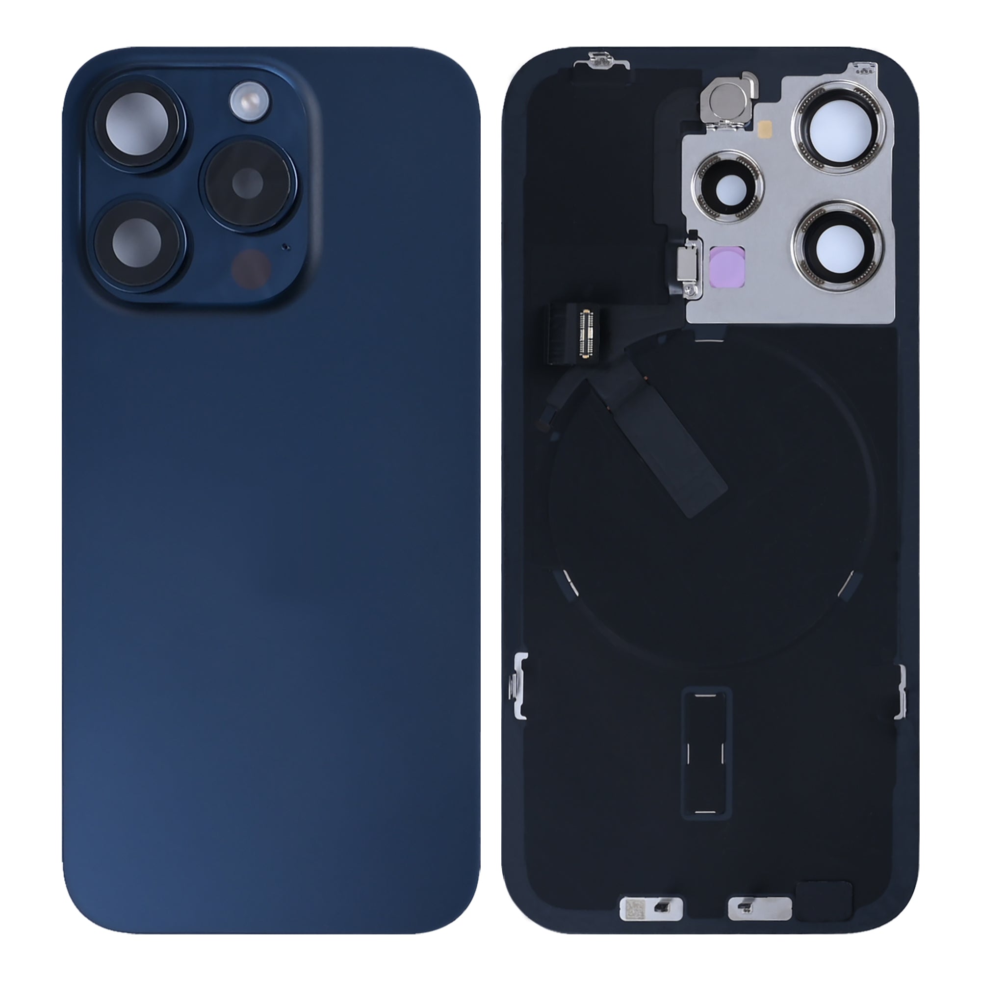 For iPhone 15 Pro Extra Glass With NFC, Enlarged Camera Frame Blue Titanium Pulled