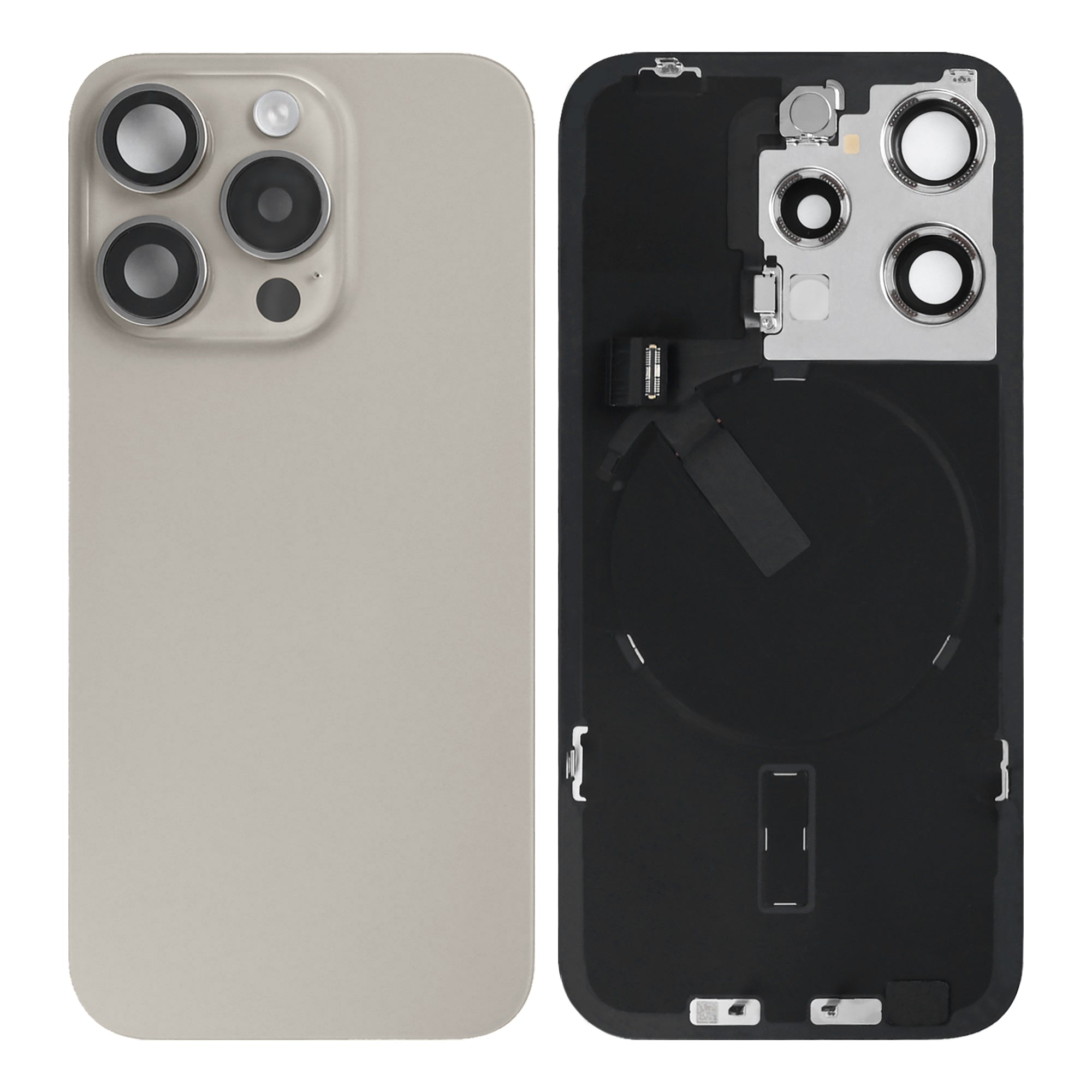 For Apple iPhone 15 Pro Max Back Glass With NFC, Enlarged Camera Frame Natural Titanium Pulled
