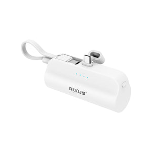 Rixus RXPB98W Mini Click-On Powerbank USB-C 5000mAh White