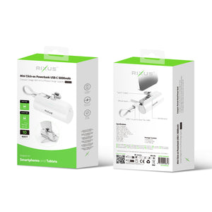 Rixus RXPB98W Mini Click-On Powerbank USB-C 5000mAh White