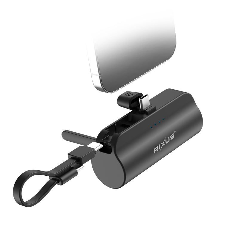 Rixus RXPB98B Mini Click-On Powerbank USB-C 5000mAh Black