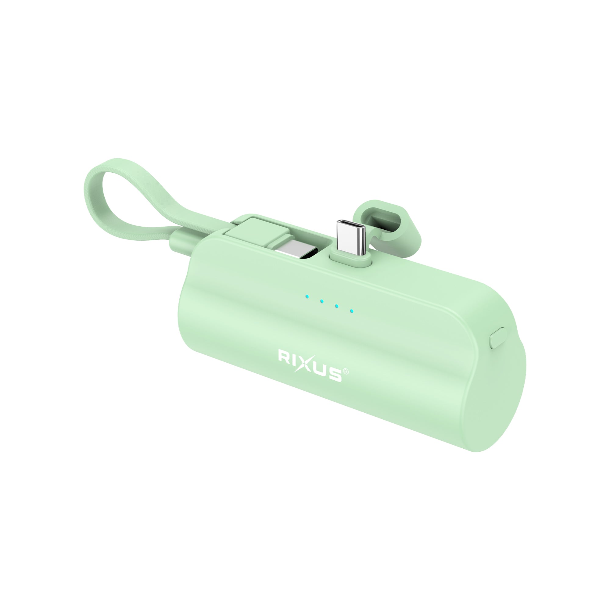 Rixus RXPB98G Mini Click-On Powerbank USB-C 5000mAh Green