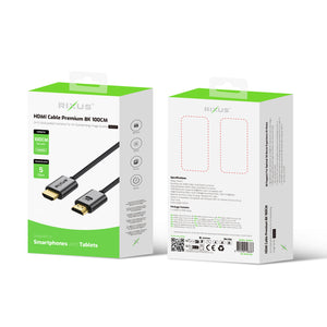 Rixus RXHU11 HDMI Cable Premium 8K 1m Space Gray