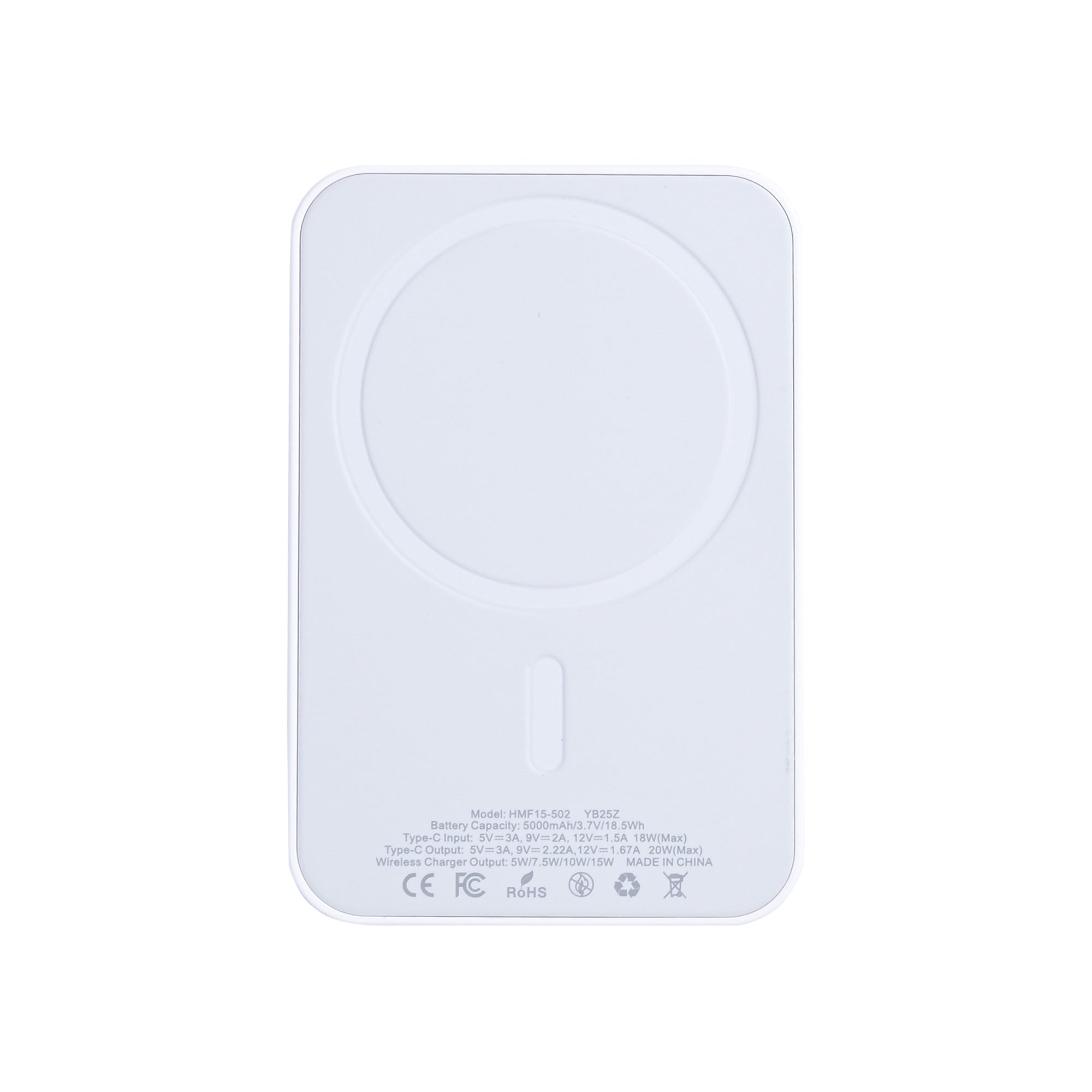 For Apple iPhone 12, 13, 14, 15, 16, 17 Series Battery Pack Magnetic Charging 15W 5000mAh White