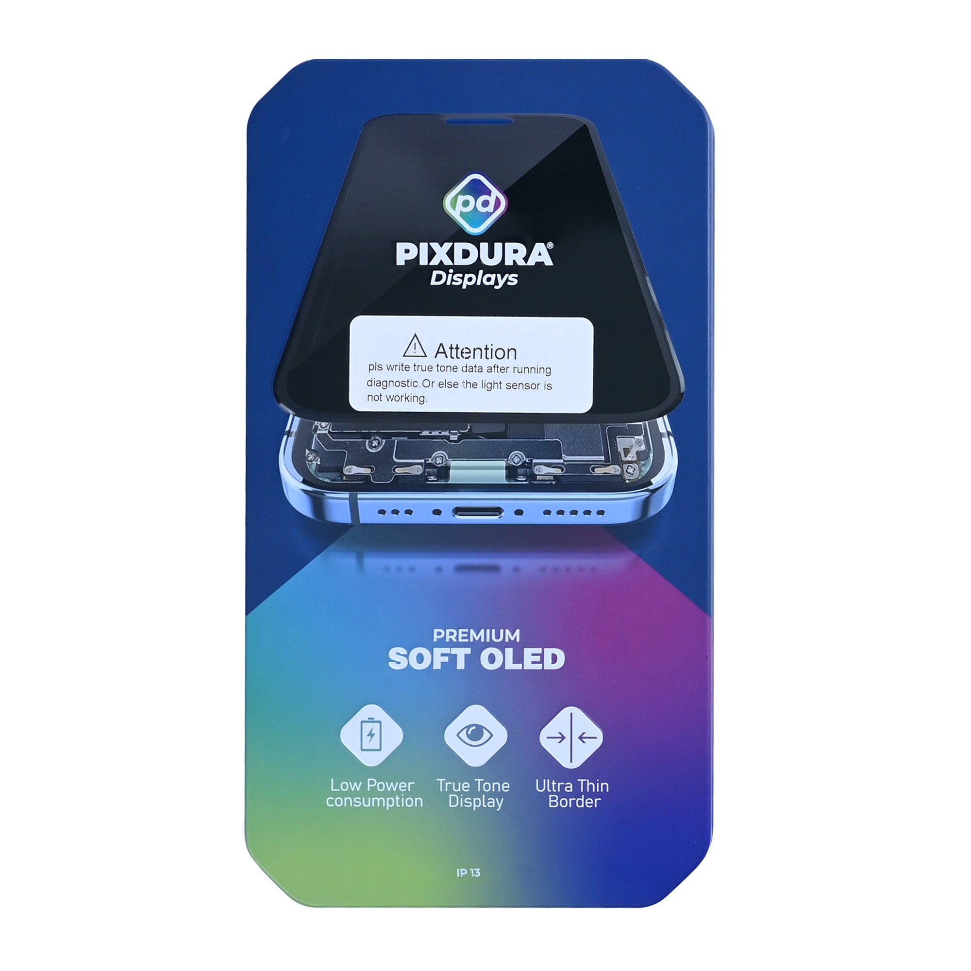 PIXDURA For Apple iPhone 13 Display And Digitizer Soft-OLED (Run Diagnostics) (60Hz)