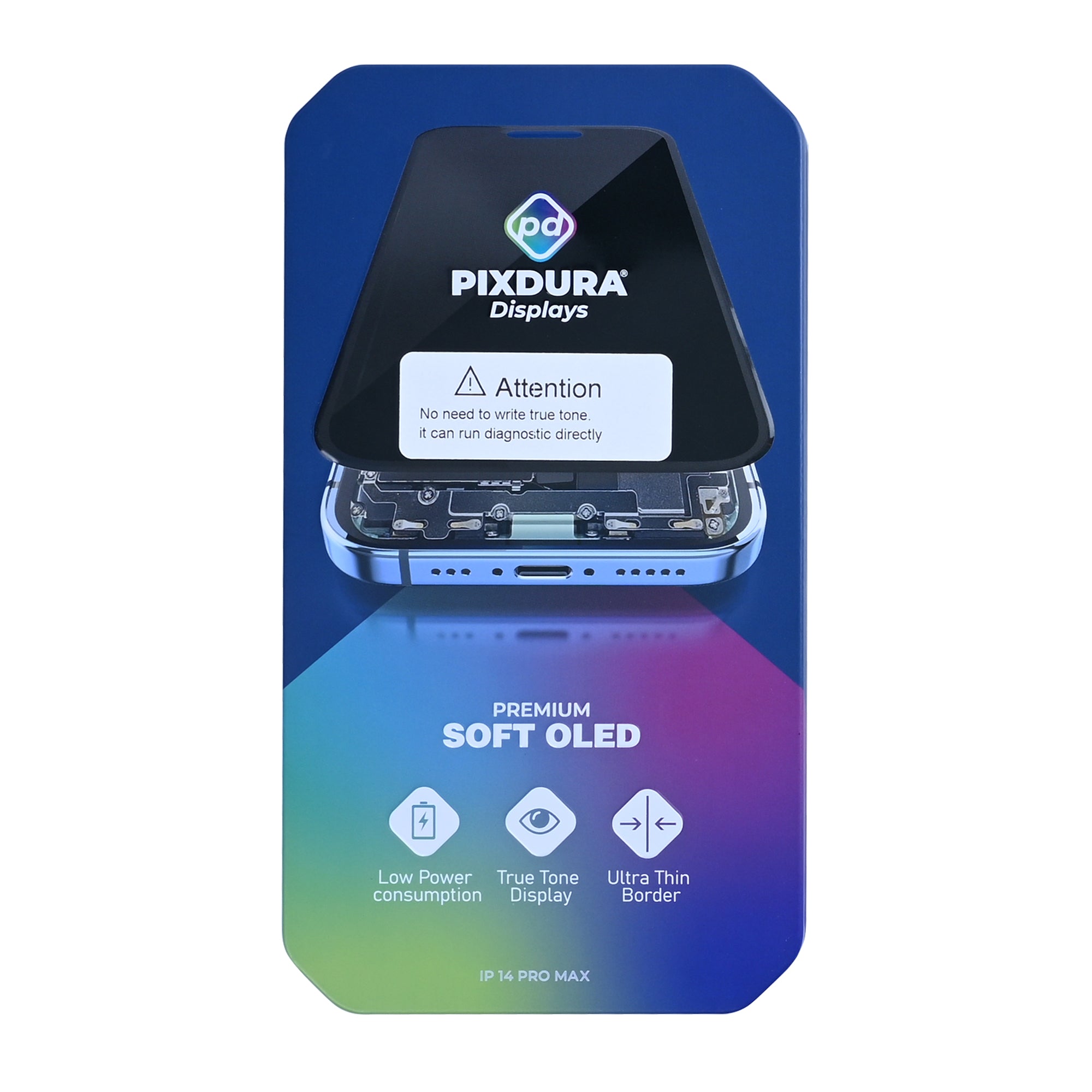 PIXDURA For Apple iPhone 14 Pro Max Display And Digitizer Soft-OLED (Run Diagnostics) (120Hz)