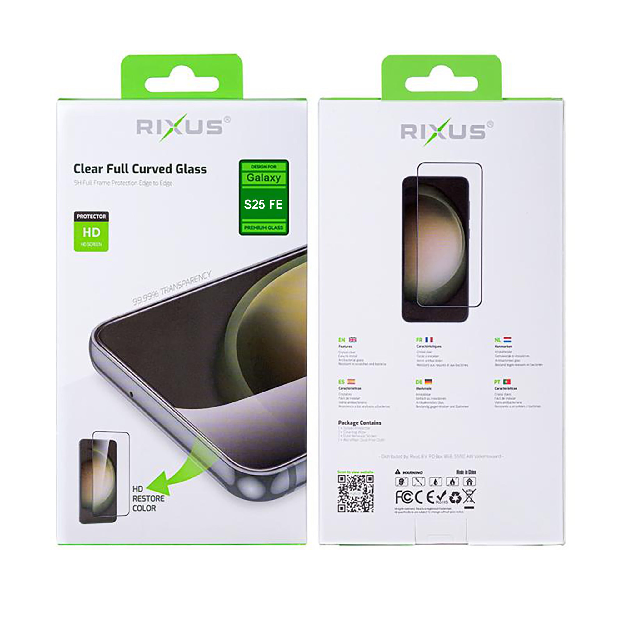 Rixus Clear HD Full Curved Edge Tempered Glass For Samsung Galaxy S25 FE