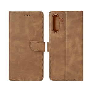 Rixus Bookcase For Samsung Galaxy S25 FE Light Brown