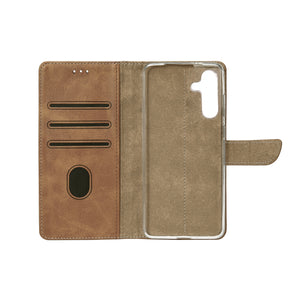 Rixus Bookcase For Samsung Galaxy S25 FE Light Brown