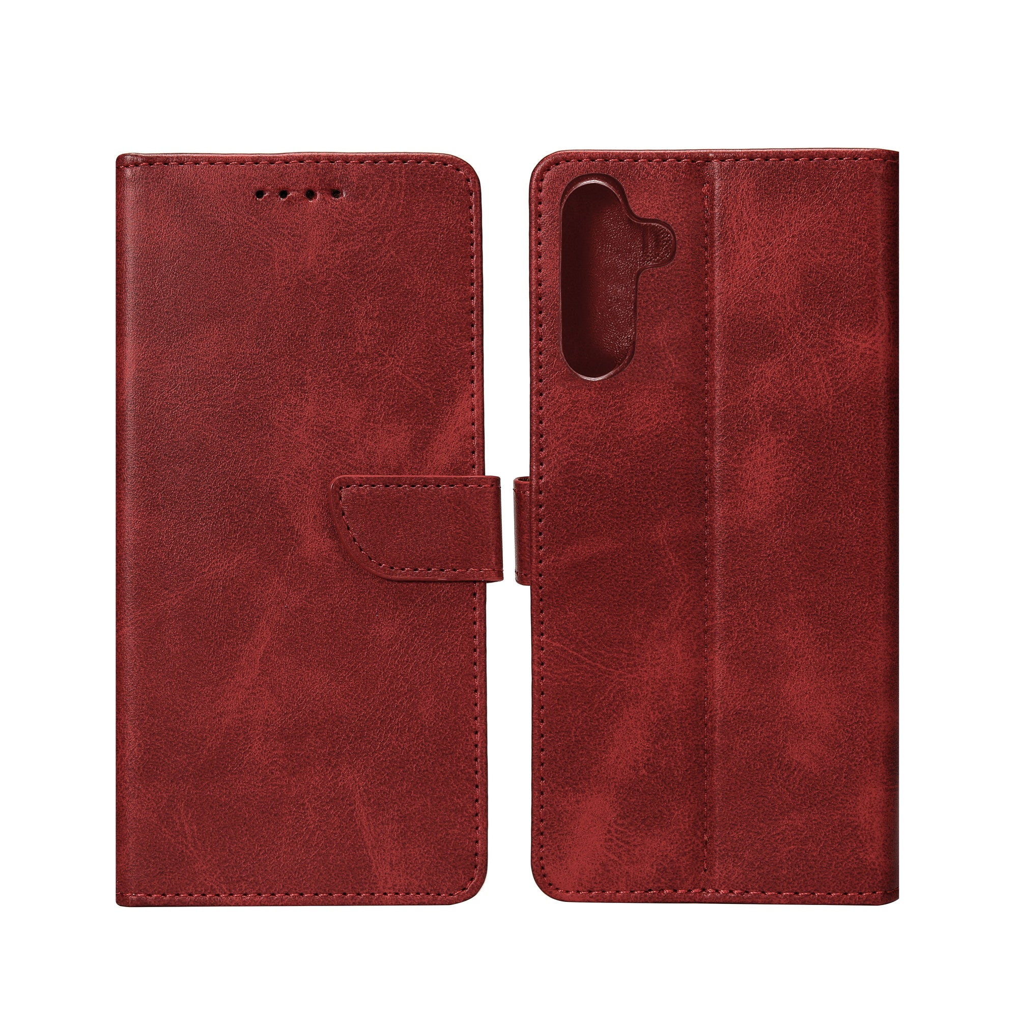 Rixus Bookcase For Samsung Galaxy S25 FE Dark Red