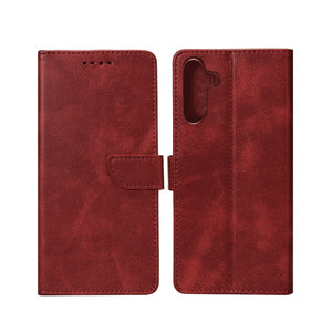 Rixus Bookcase For Samsung Galaxy S25 FE Dark Red