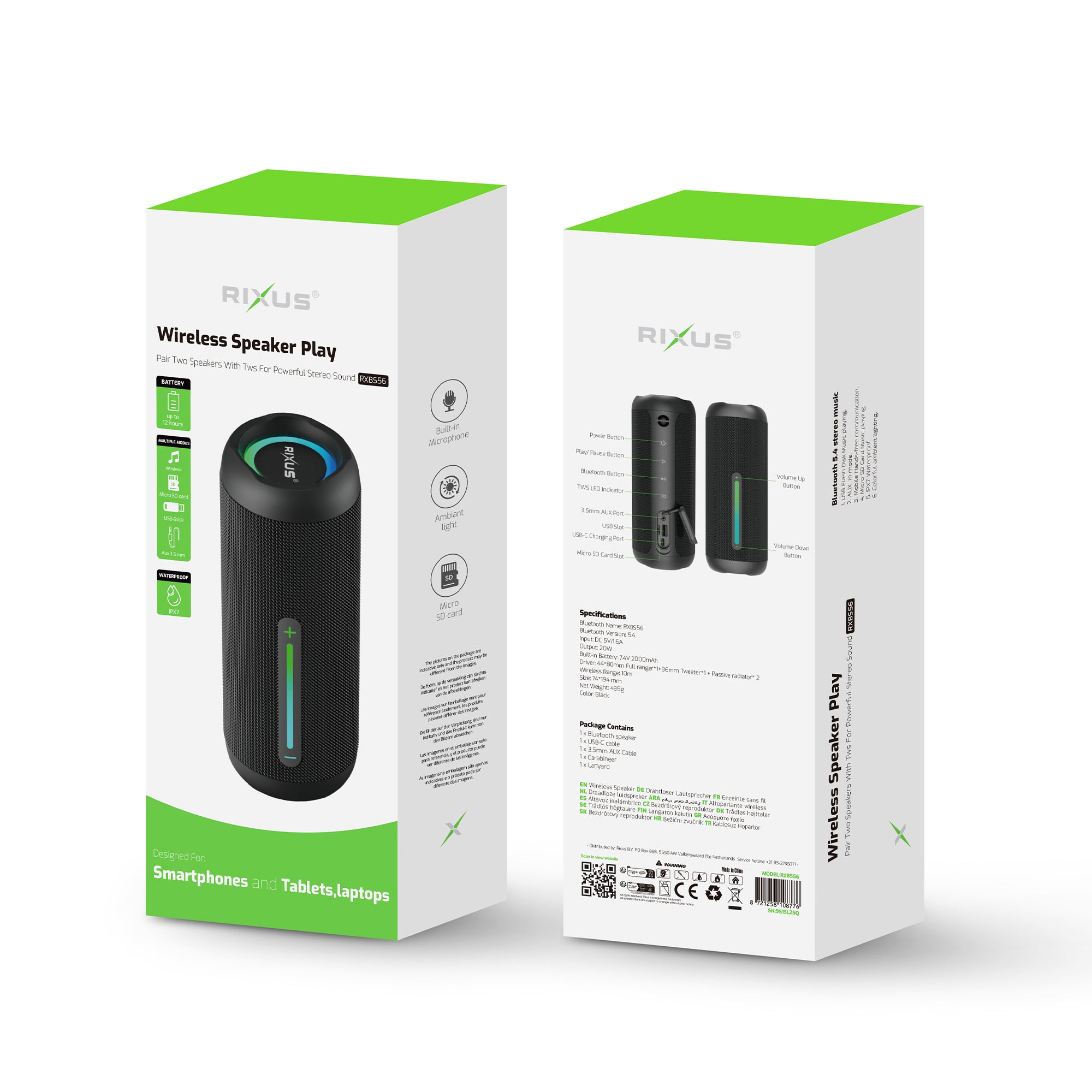 Rixus RXBS56 Wireless Speaker Play Black