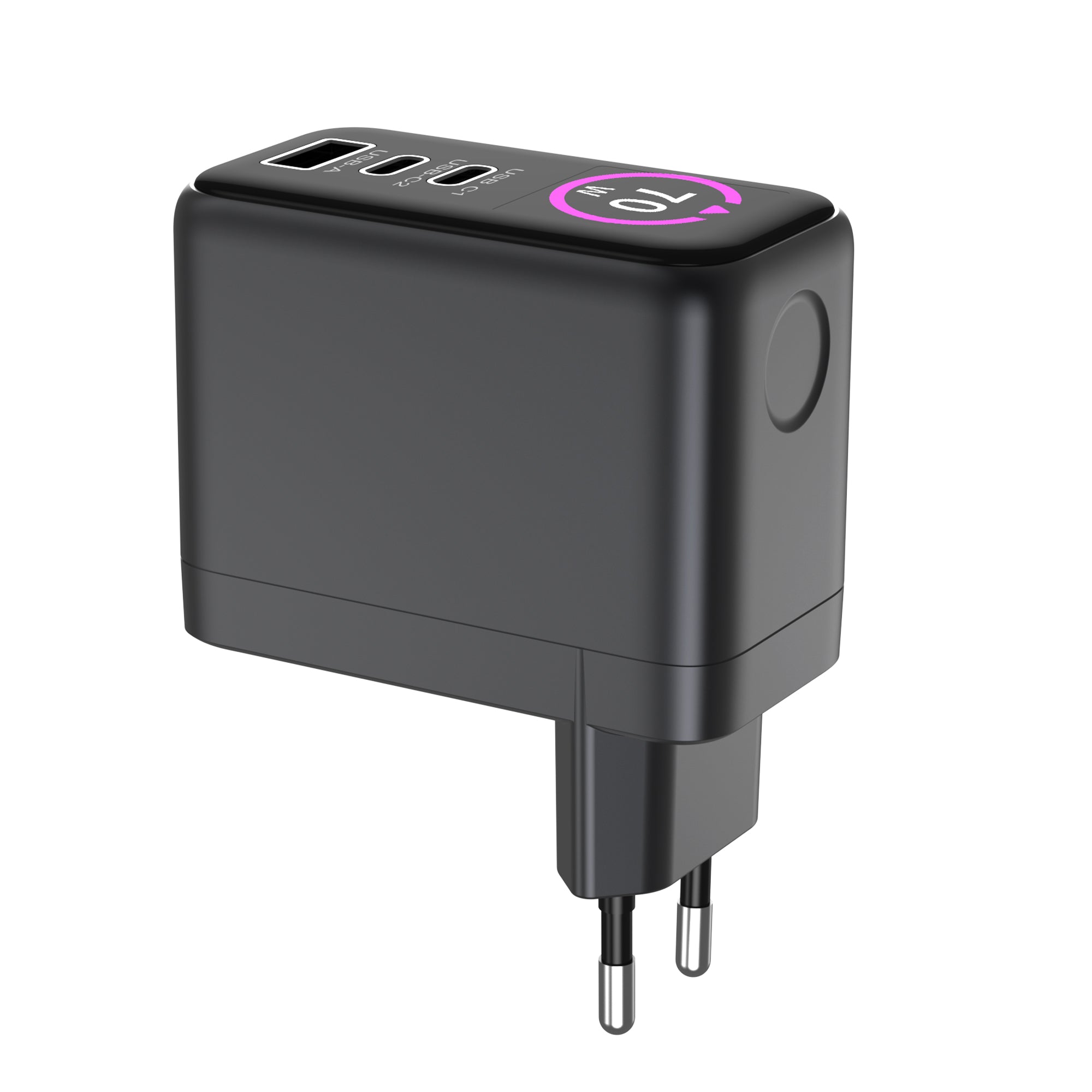 Rixus RXHC50 GaN Power Adapter With TFT Screen 70W Space Grey