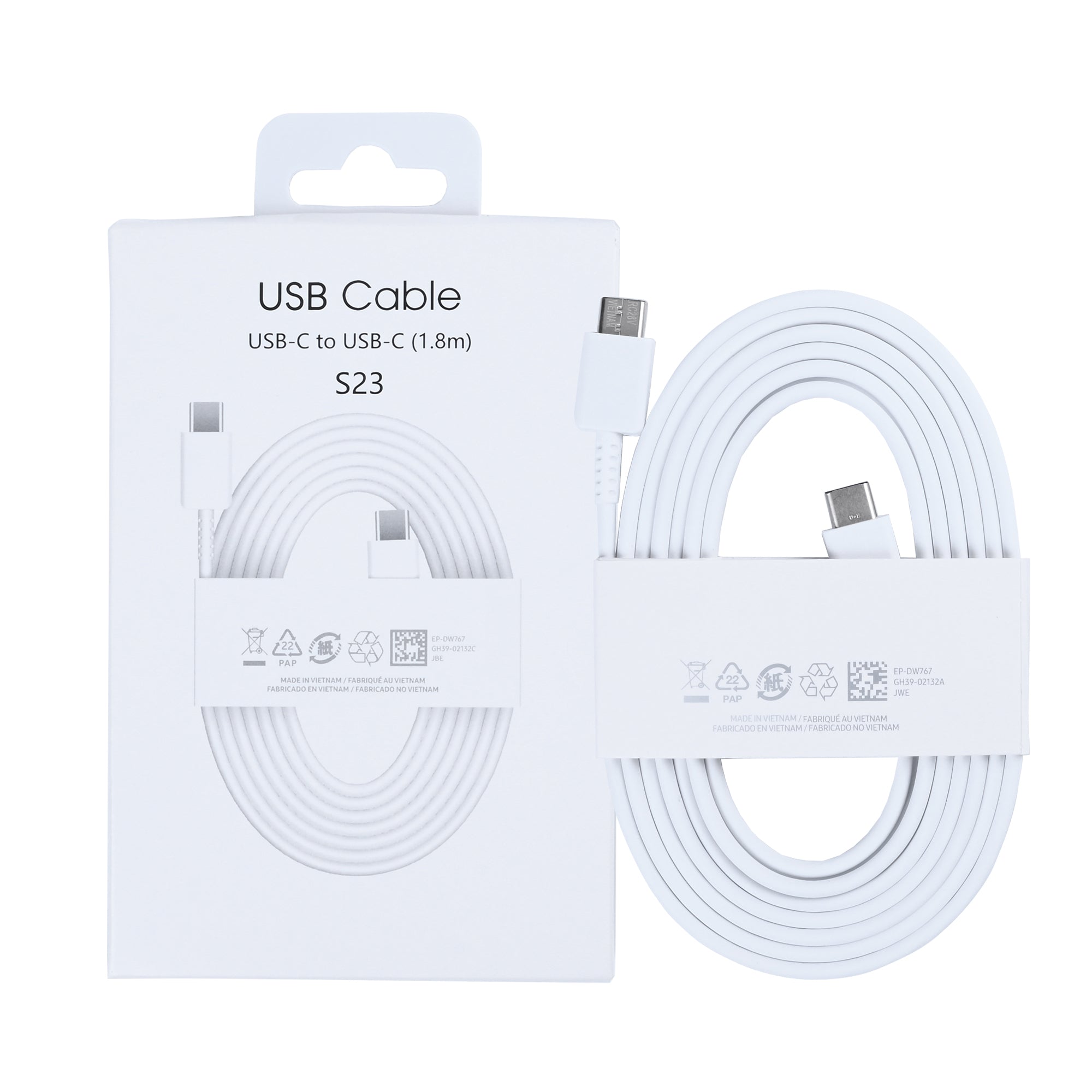 Data Cable USB-C To USB-C 180CM White Retail Box