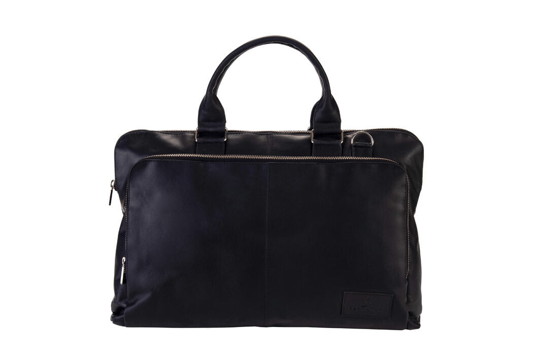 BLUCACTUS LB1007BK Leather Laptop Bag 14 inch Black
