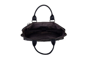 BLUCACTUS LB1007BK Leather Laptop Bag 14 inch Black