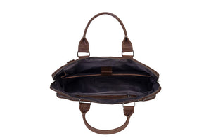 BLUCACTUS LB1006LB Leather Laptop Bag 14 inch Brown