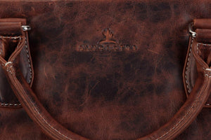 BLUCACTUS LB1004BR Leather Laptop Bag 14 inch Brown