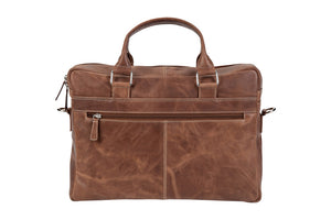 BLUCACTUS OB1001BR Leather Office Bag Brown