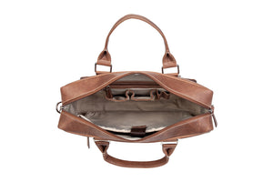 BLUCACTUS OB1001BR Leather Office Bag Brown