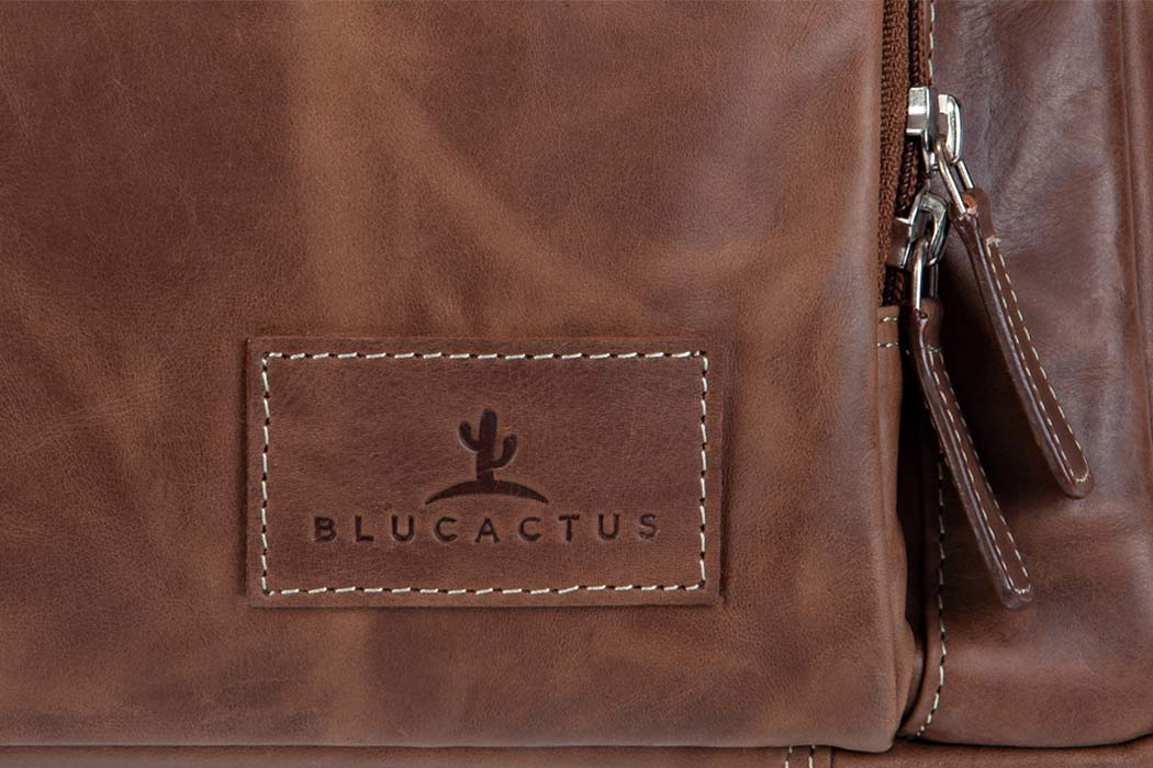 BLUCACTUS OB1001BR Leather Office Bag Brown