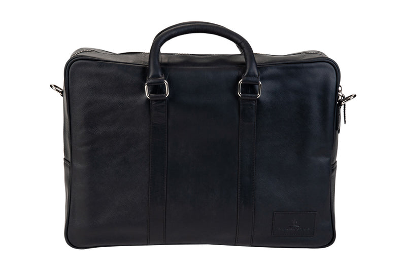 BLUCACTUS OB1003BK Leather Office Bag Black