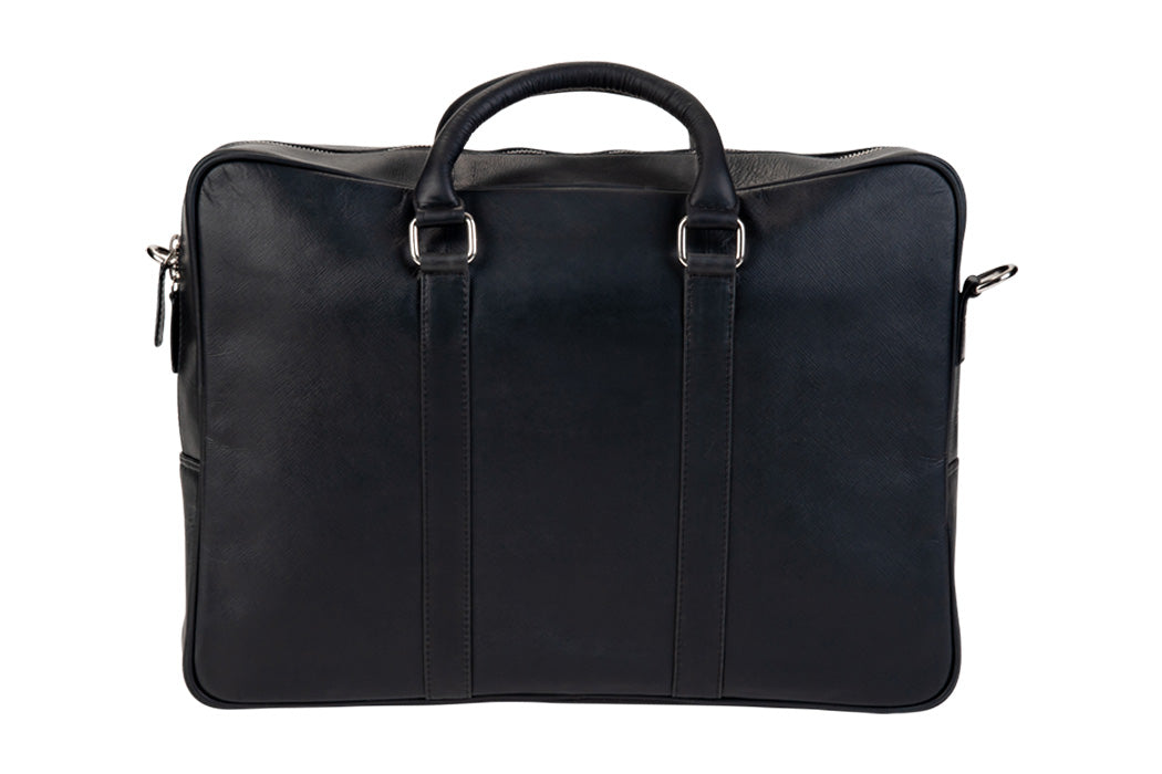 BLUCACTUS OB1003BK Leather Office Bag Black