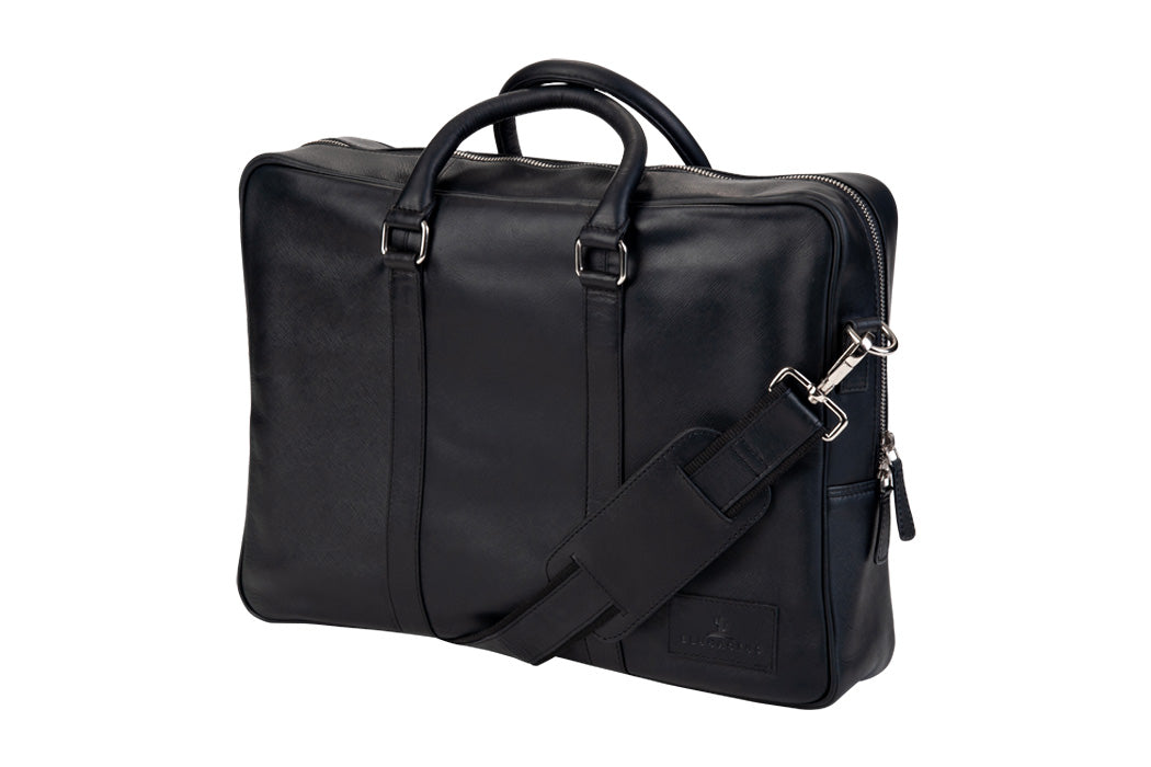 BLUCACTUS OB1003BK Leather Office Bag Black