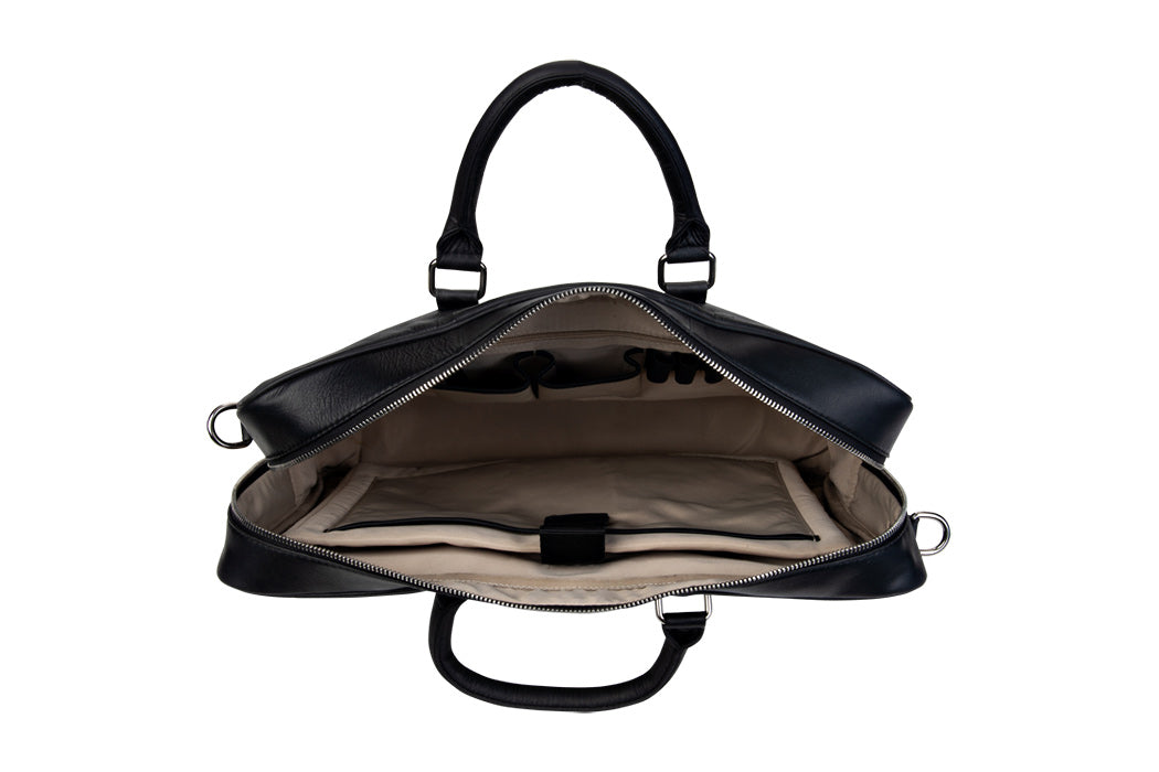 BLUCACTUS OB1003BK Leather Office Bag Black