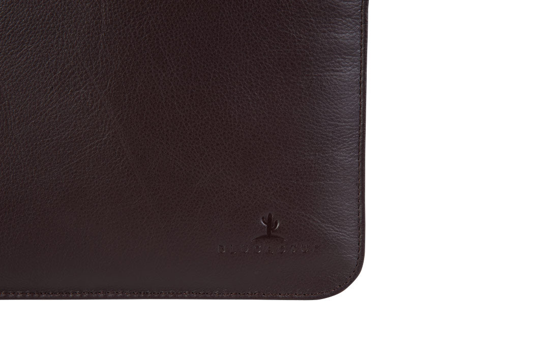 BLUCACTUS OF1002BR Leather Laptop Folder 14 inch Dark Brown