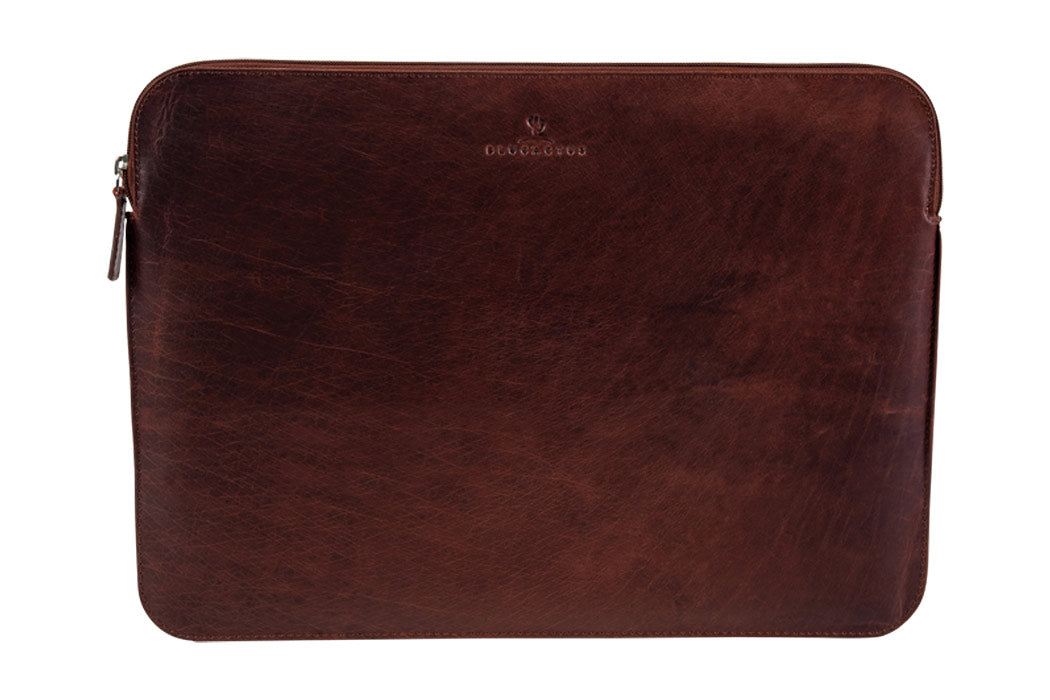BLUCACTUS LS1003BR Leather Laptop Sleeve 14 inch Brown