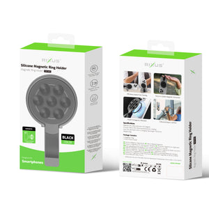 Rixus RXPH60B Silicone Magnetic Ring Holder Black
