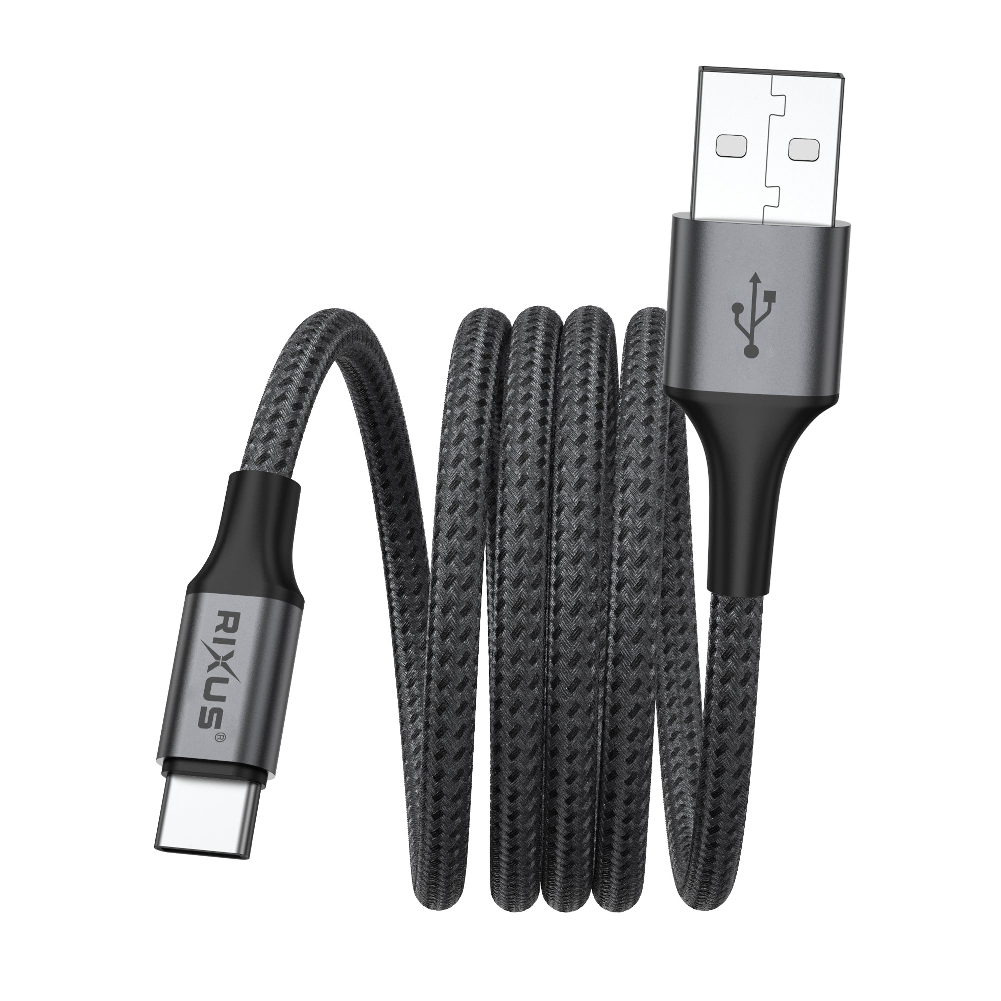 Rixus RXUC66AC Magnetic Charging Cord USB-A To USB-C 100cm 15W Black