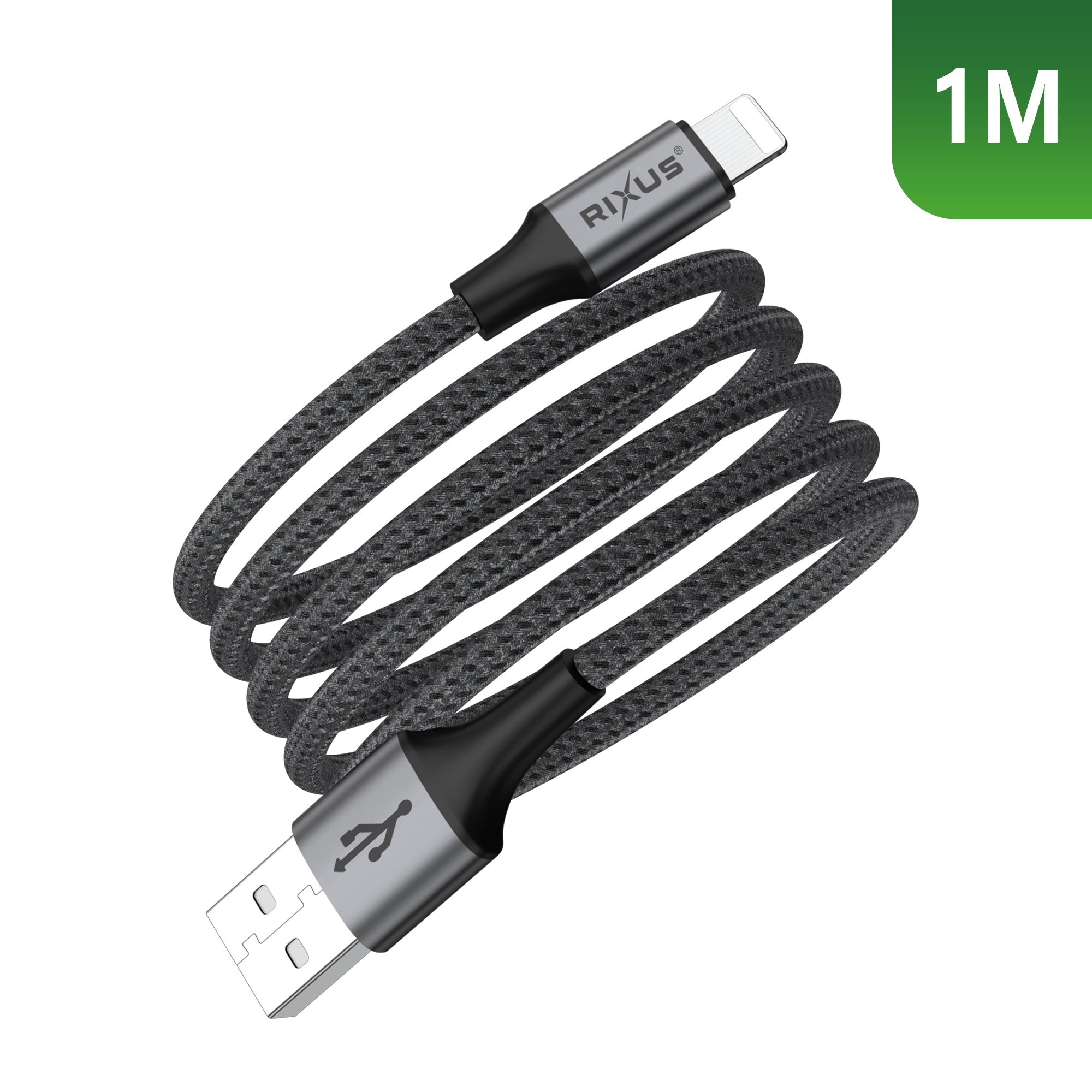 Rixus RXUC66AL Magnetic Charging Cord USB-A To Lightning 100cm 10W Black