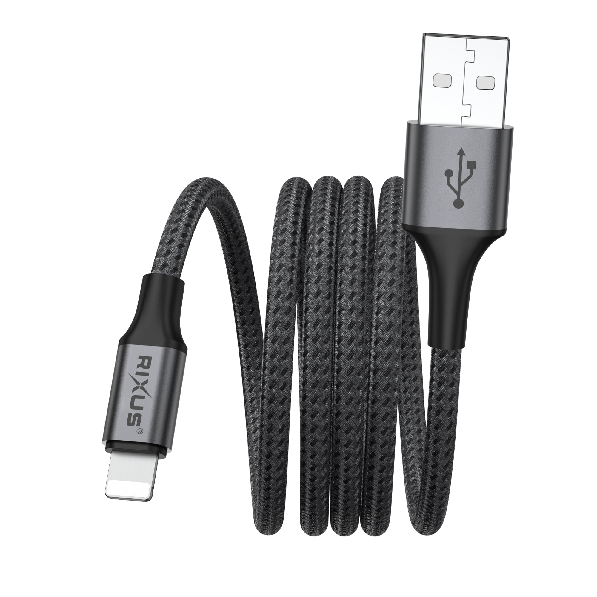 Rixus RXUC66AL Magnetic Charging Cord USB-A To Lightning 100cm 10W Black